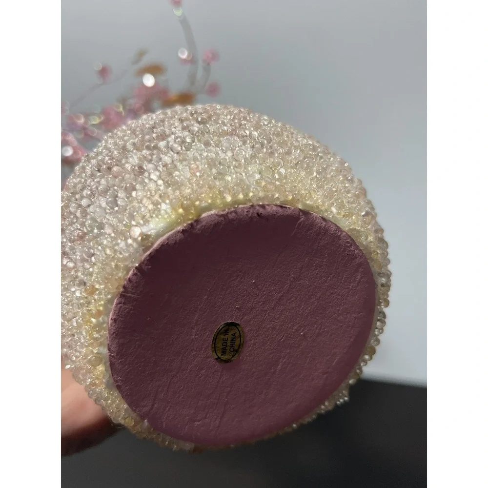 Pink Gold Beaded Cherry Blossom Tree Decor Artificial Floral Home Accent 12